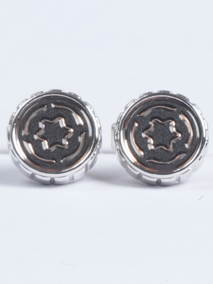 Silver Round Designer Cufflink  (CUFFLINK-627)