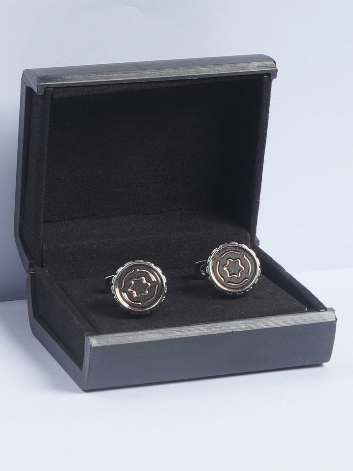 Silver Round Designer Cufflink  (CUFFLINK-627)