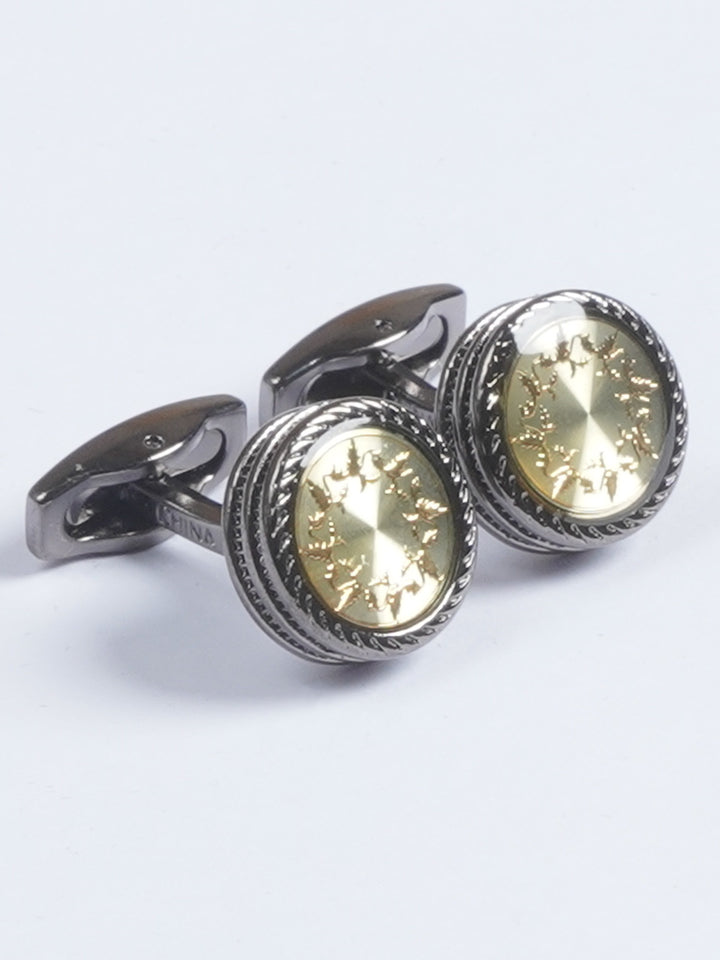 Black Round Designer Cufflink  (CUFFLINK-628)