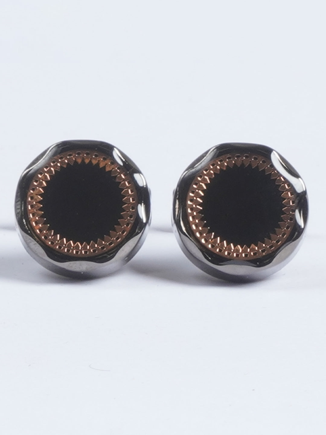 Black Rounded Contrast Designer Cufflink  (CUFFLINK-633)