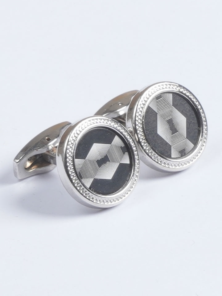 Silver Rounded Designer Cufflink  (CUFFLINK-636)