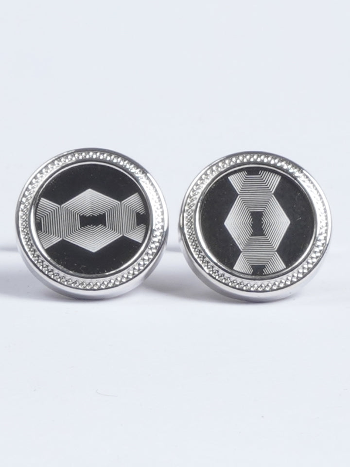 Silver Rounded Designer Cufflink  (CUFFLINK-636)