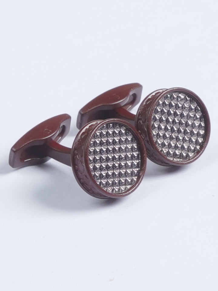 Maroon Rounded Designer Cufflink  (CUFFLINK-637)