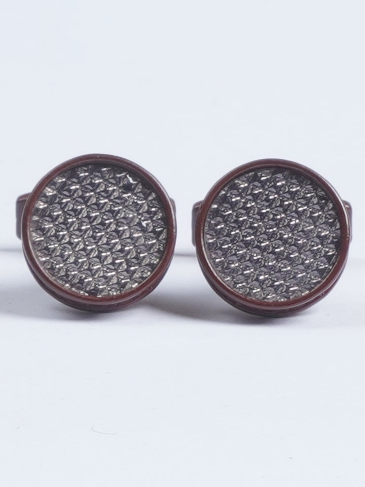 Maroon Rounded Designer Cufflink  (CUFFLINK-637)