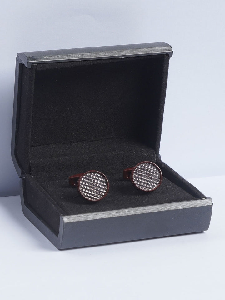 Maroon Rounded Designer Cufflink  (CUFFLINK-637)