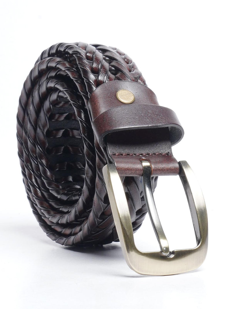 Dark Brown Braided Leather Belt (BELT-638)