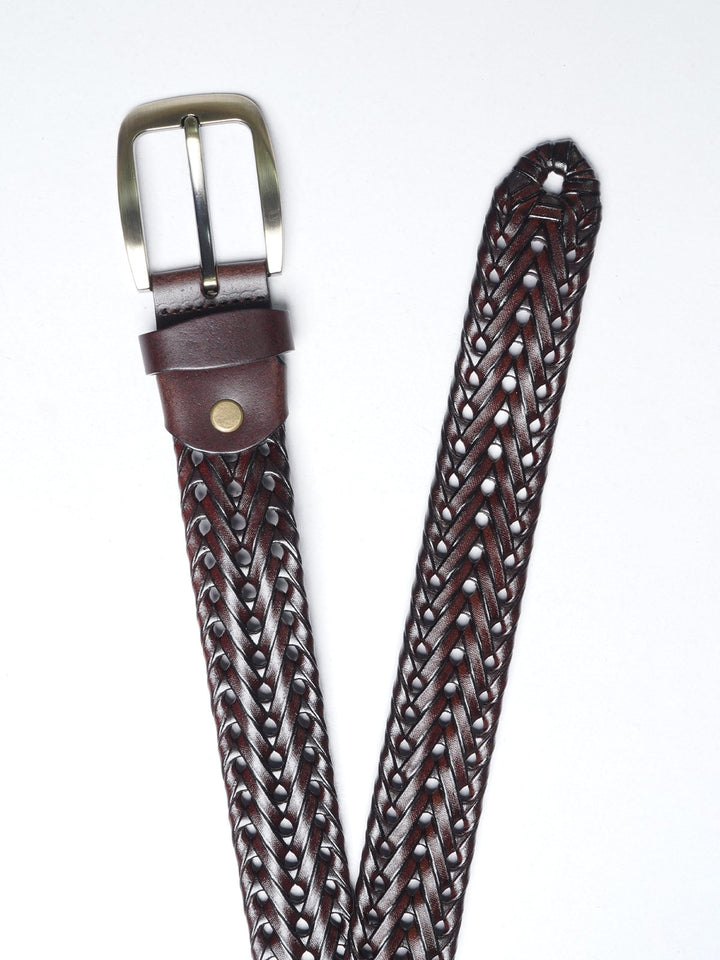 Dark Brown Braided Leather Belt (BELT-638)