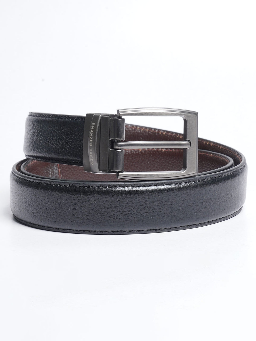 Black & Brown Textured Reversible Leather Belt (BELT-640)