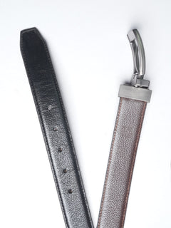 Black & Brown Textured Reversible Leather Belt (BELT-640)