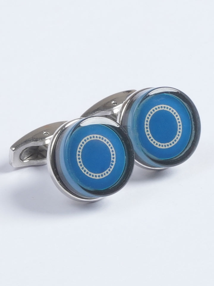 Silver Rounded Contrast Designer Cufflink  (CUFFLINK-641)