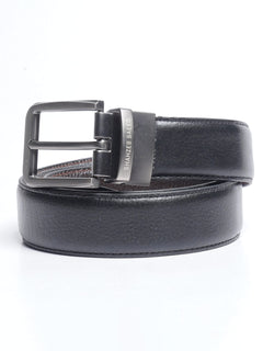 Black & Dark Brown Textured Reversible Leather Belt (BELT-641)