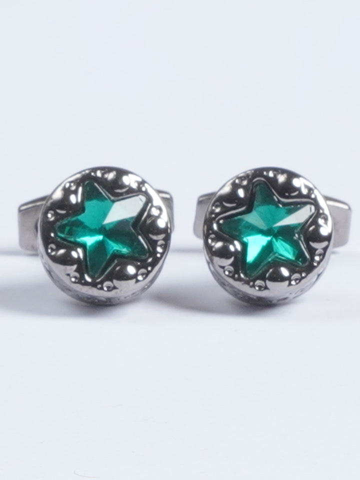 Rounded Fancy Star Design Dimond Designer Cufflink  (CUFFLINK-642)