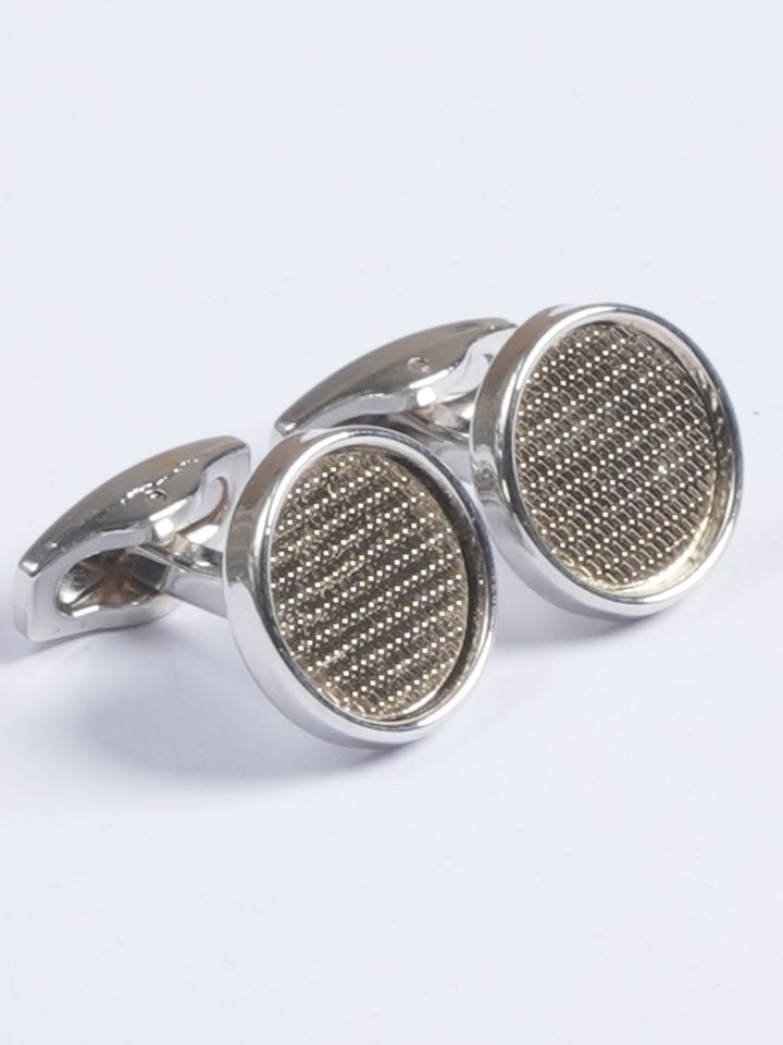 Silver Rounded Contrast Designer Cufflink  (CUFFLINK-643)