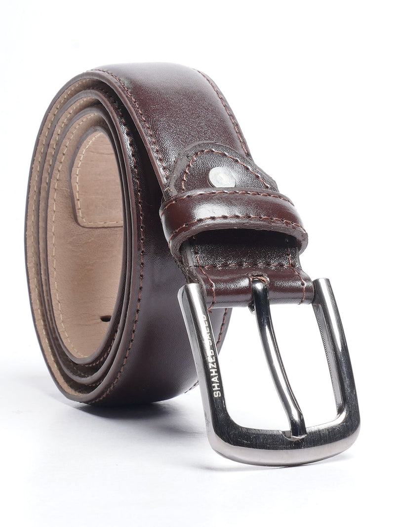 Chocolate Brown Plain Leather Belt (BELT-643)