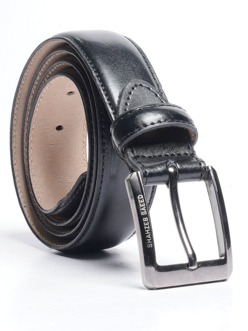 Black Plain Leather Belt (BELT-645)
