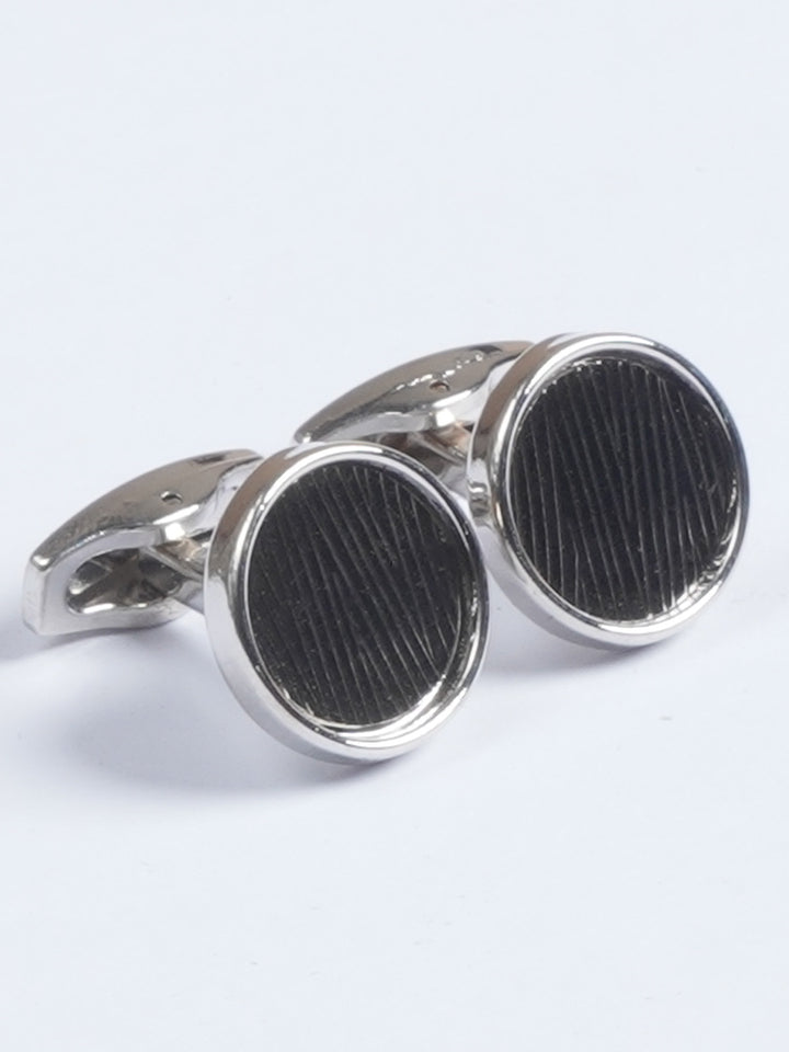 Silver Rounded Textured Contrast Designer Cufflink  (CUFFLINK-645)