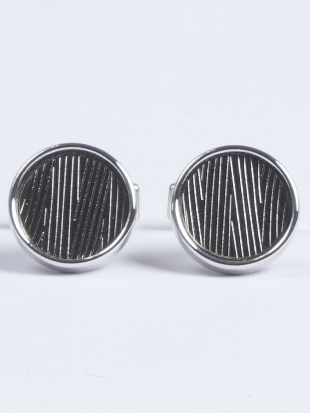 Silver Rounded Textured Contrast Designer Cufflink  (CUFFLINK-645)