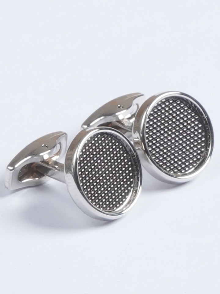 Silver Rounded Contrast Designer Cufflink  (CUFFLINK-646)