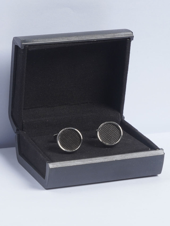 Silver Rounded Contrast Designer Cufflink  (CUFFLINK-646)