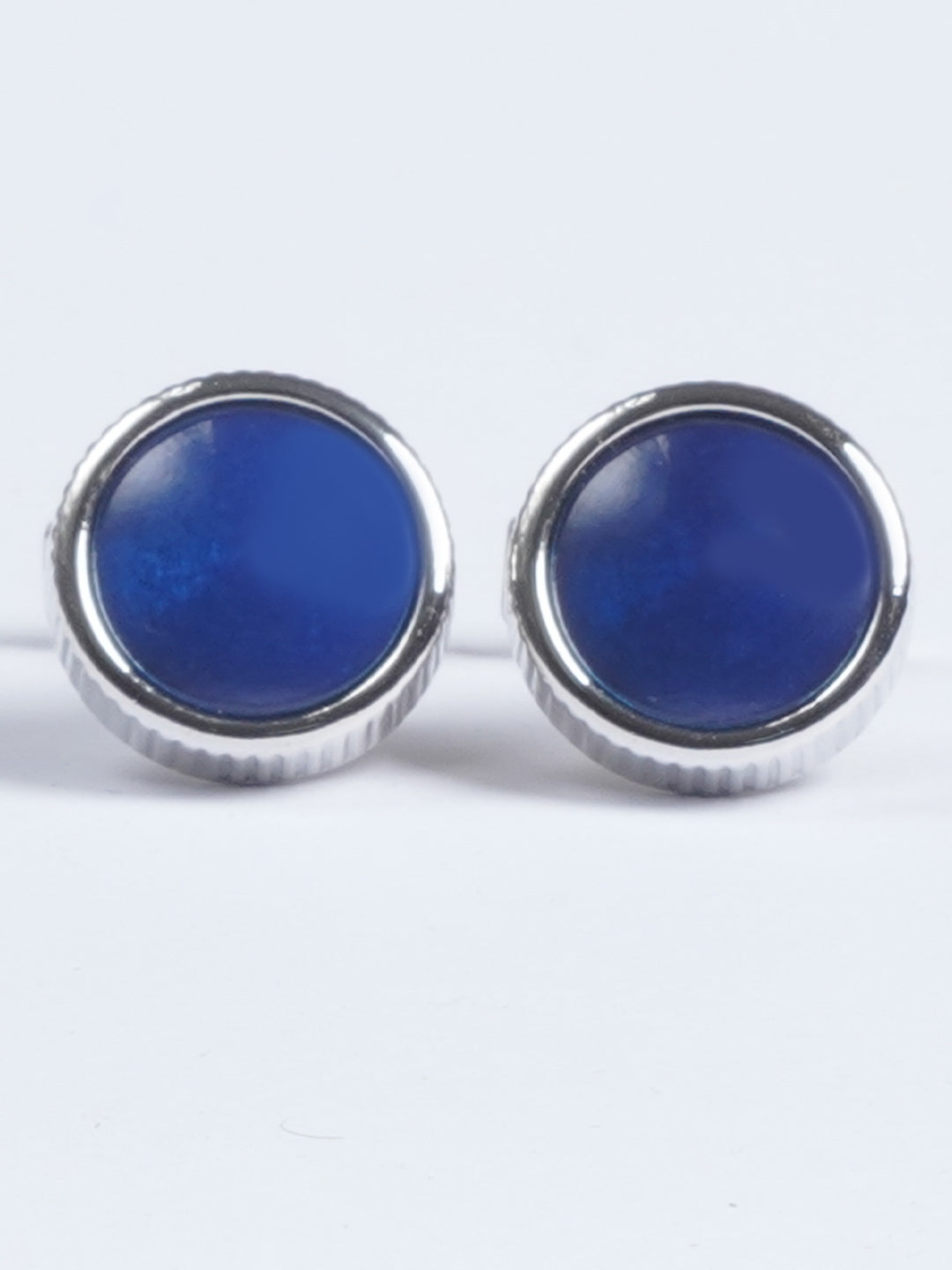 Silver Rounded Stone Contrast Designer Cufflink  (CUFFLINK-647)