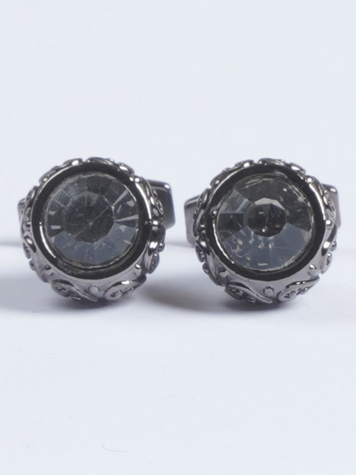 Black Rounded Fancy Dimond Designer Cufflink  (CUFFLINK-648)