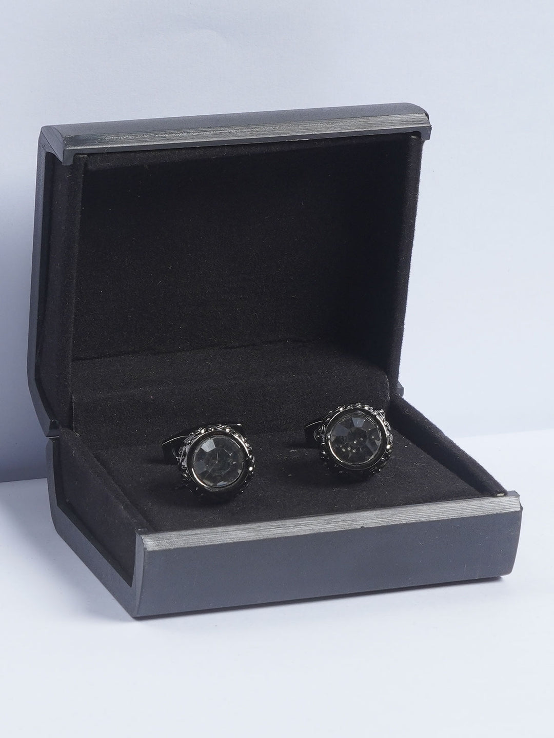 Black Rounded Fancy Dimond Designer Cufflink  (CUFFLINK-648)