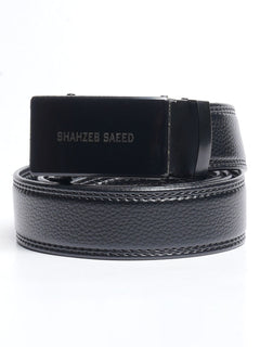 Black Textured Leather Belt (BELT-649)