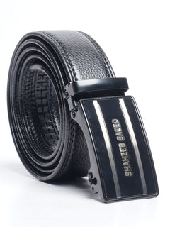 Black Textured Leather Belt (BELT-653)