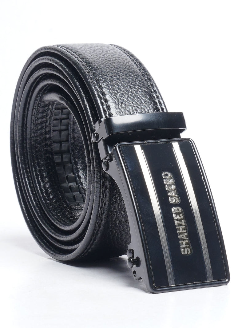 Black Textured Leather Belt (BELT-653)