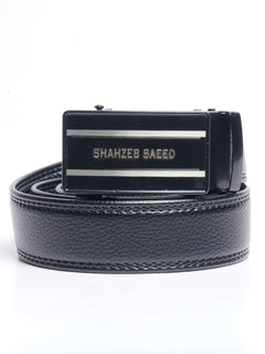 Black Textured Leather Belt (BELT-653)