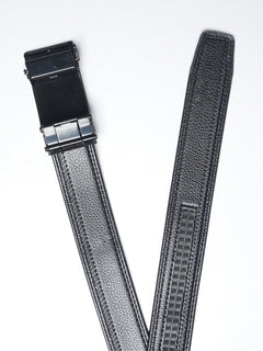 Black Textured Leather Belt (BELT-653)