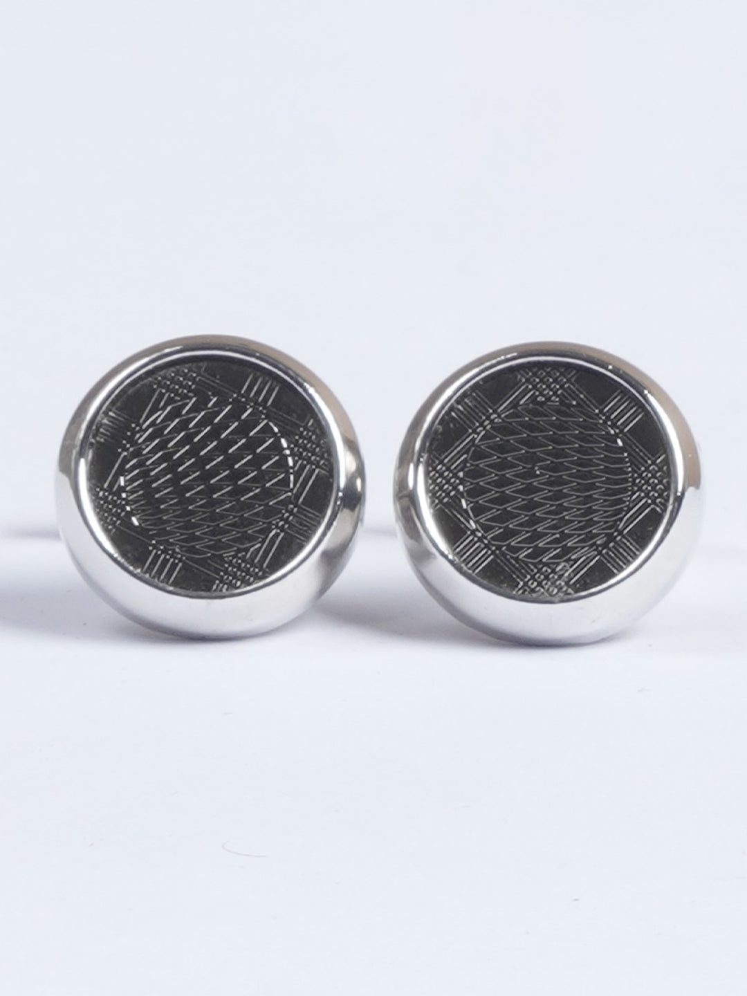 Silver Rounded Textured Contrast Designer Cufflink  (CUFFLINK-656)