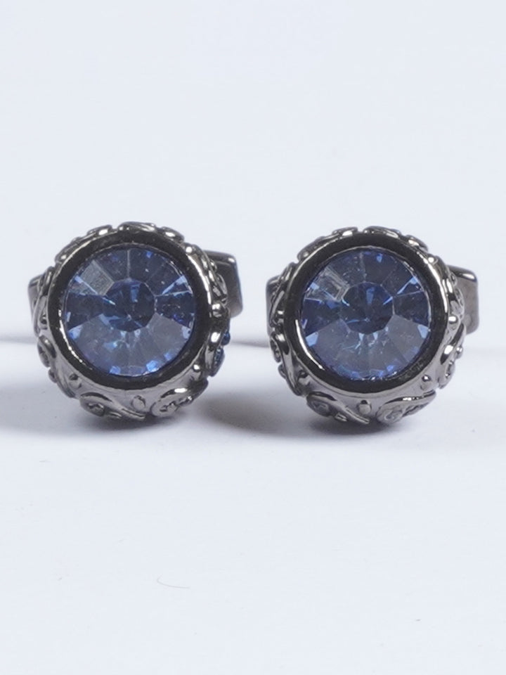 Black Rounded Fancy Dimond Designer Cufflink  (CUFFLINK-657)