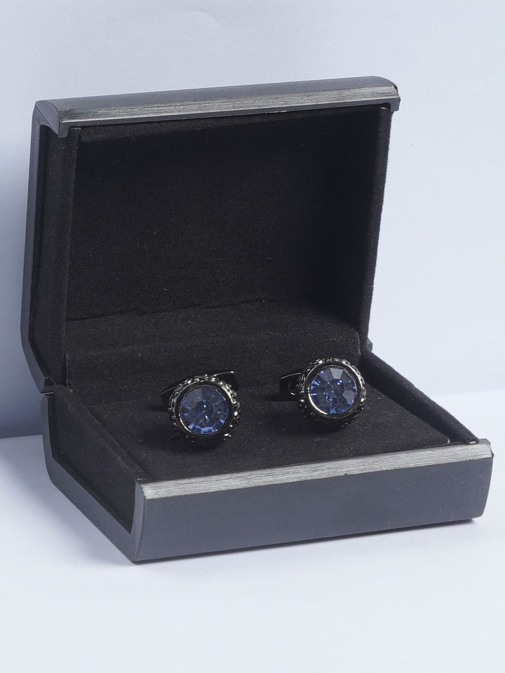 Black Rounded Fancy Dimond Designer Cufflink  (CUFFLINK-657)