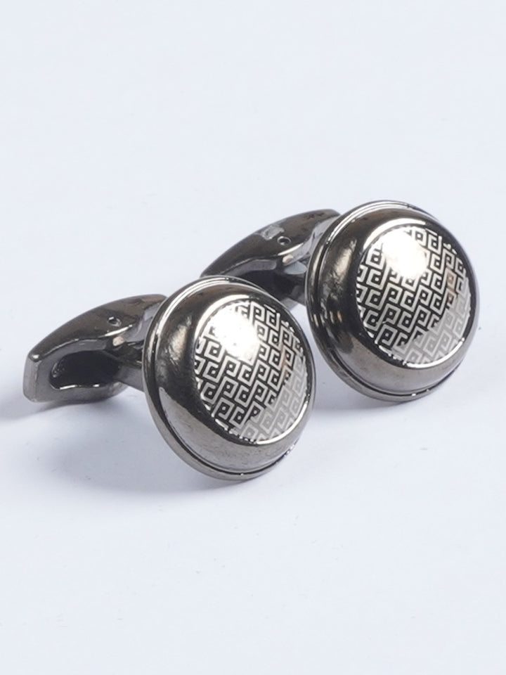 Black Rounded Fancy Stone Designer Cufflink  (CUFFLINK-658)