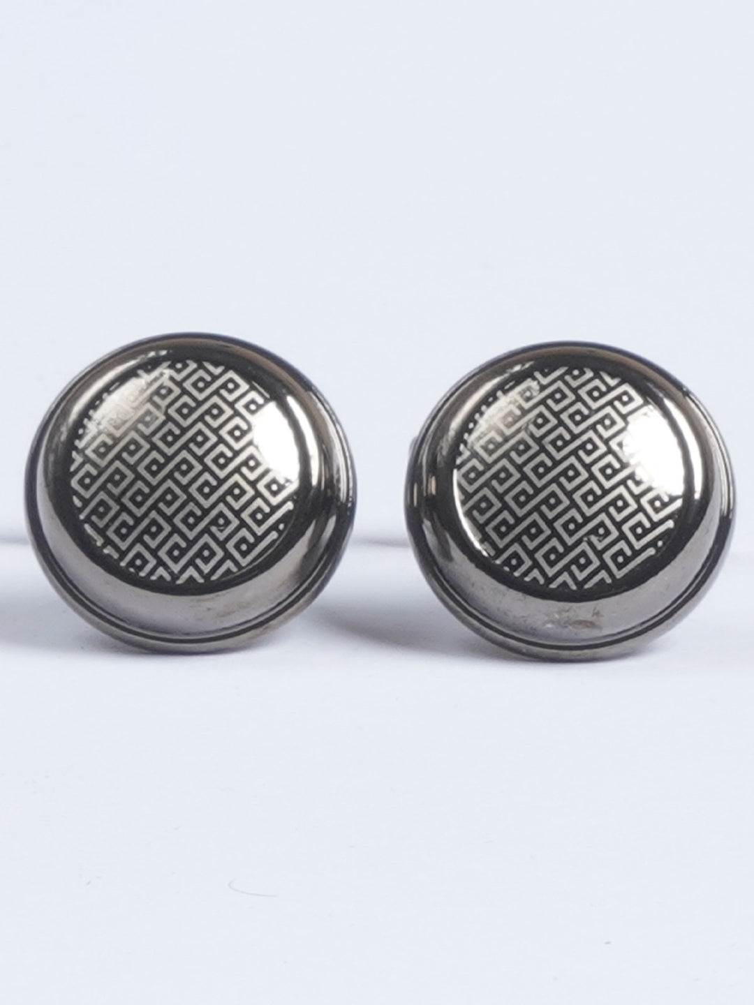 Black Rounded Fancy Stone Designer Cufflink  (CUFFLINK-658)