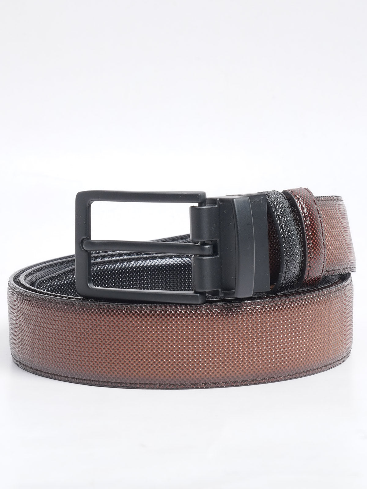 BlackTextured Leather Belt (BELT-659)