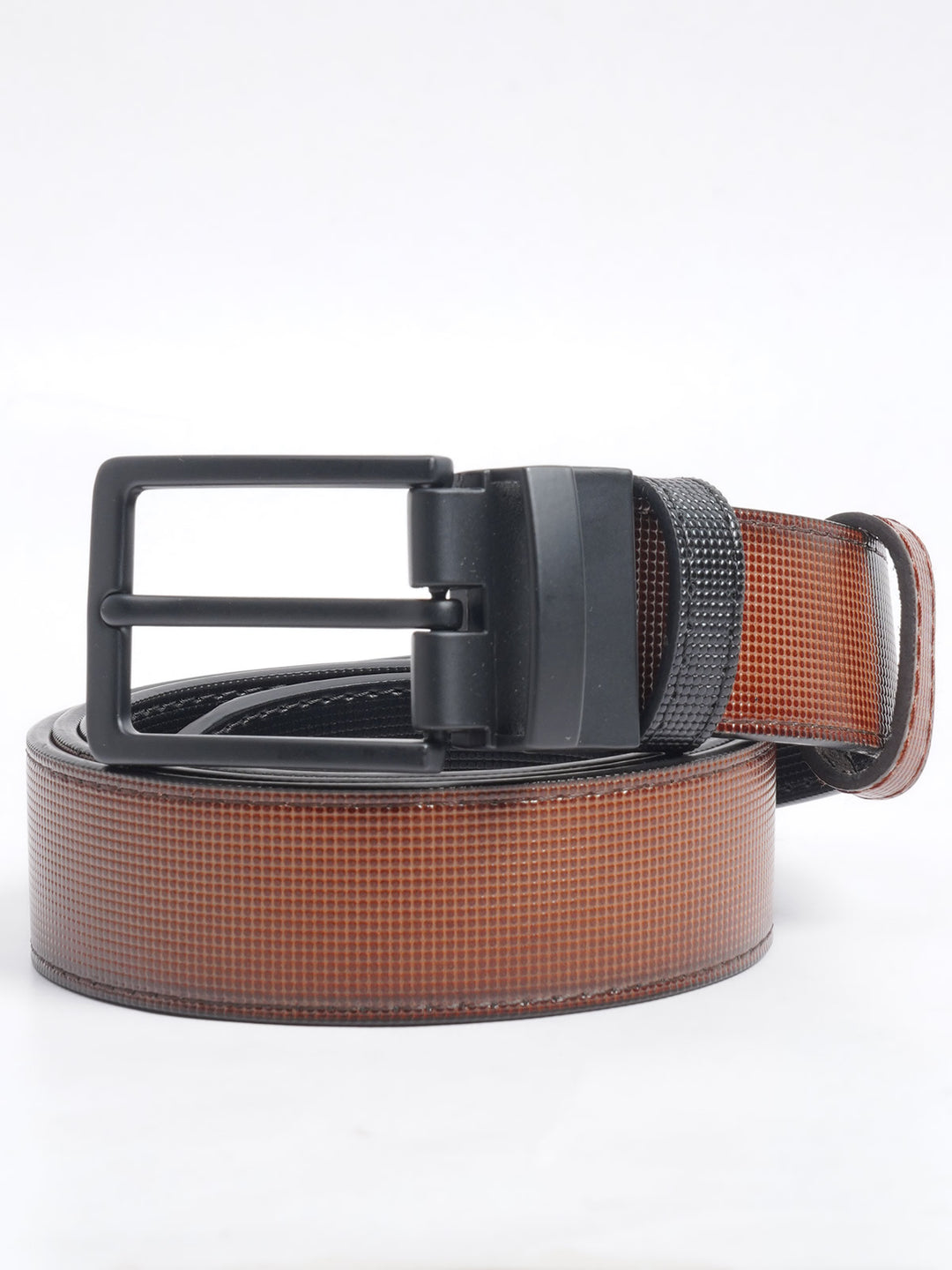 BlackTextured Leather Belt (BELT-660)