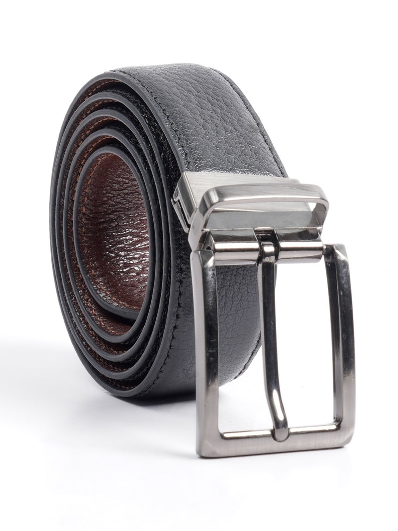Black & Brown Textured  Leather Belt  (BELT-662)