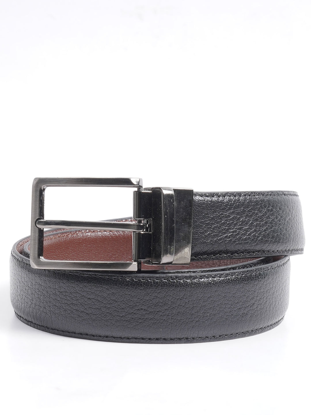 Black & Brown Textured  Leather Belt  (BELT-662)