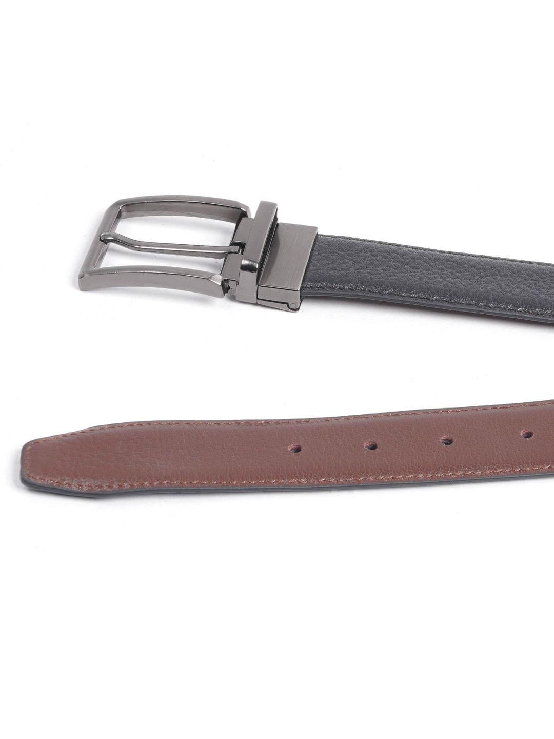 Black & Brown Textured  Leather Belt  (BELT-662)