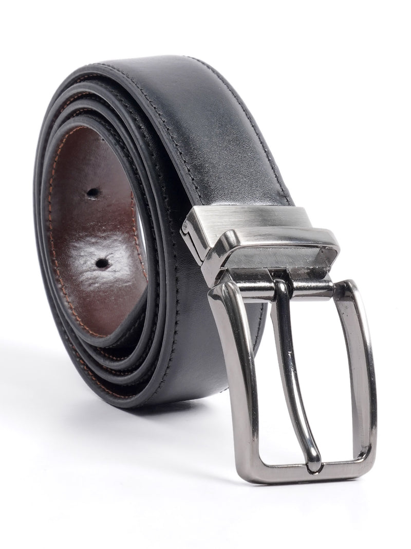 Black & Brown Plain Leather Belt  (BELT-664)