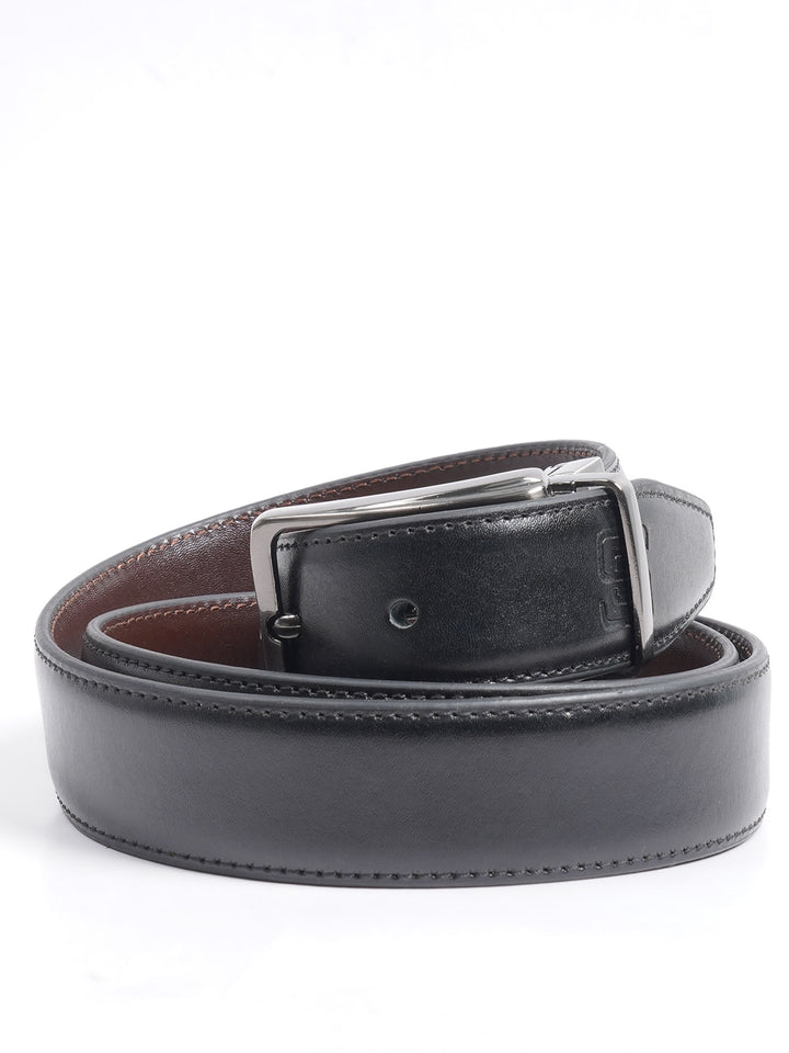 Black & Brown Plain Leather Belt  (BELT-664)