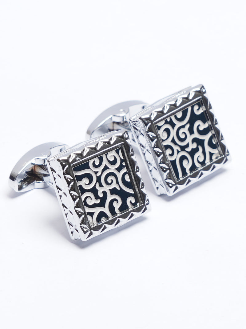 Silver Contrast Designer Cufflink (CUFFLINK-665)