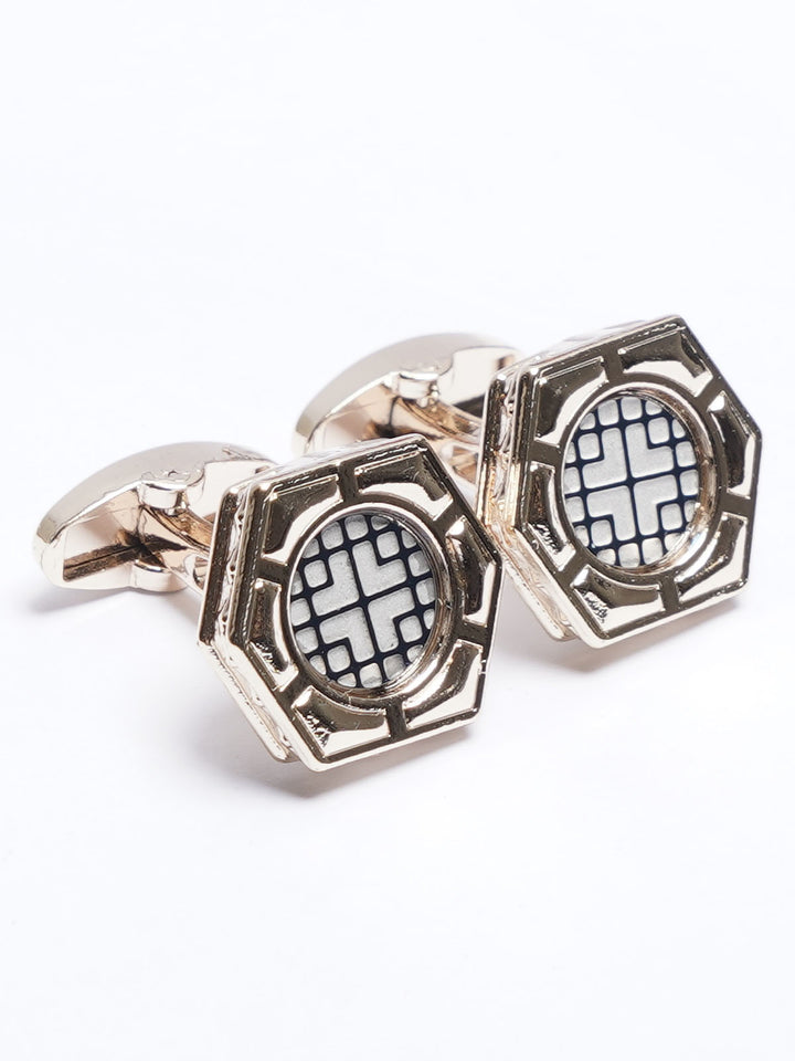 Golden Contrast Designer Cufflink (CUFFLINK-666)