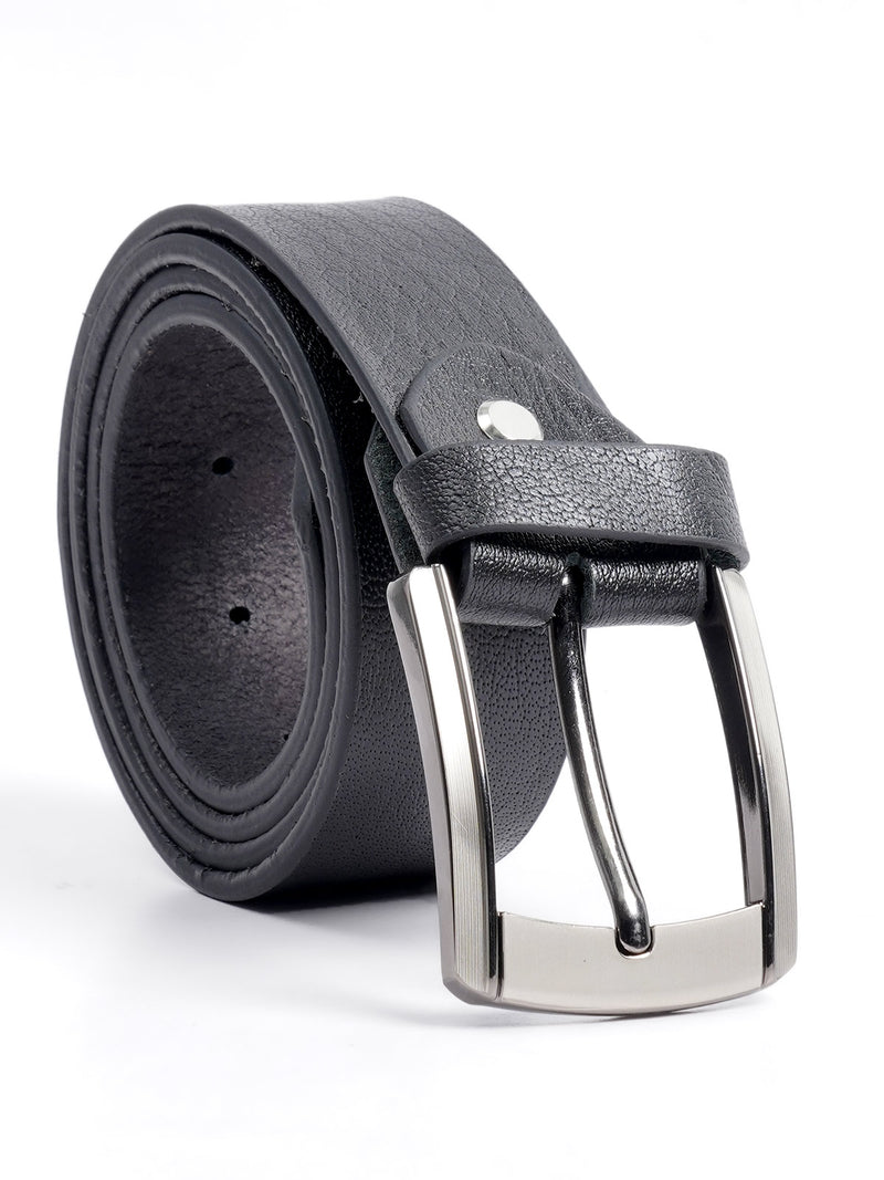 Black Textured Leather Belt  (BELT-666)