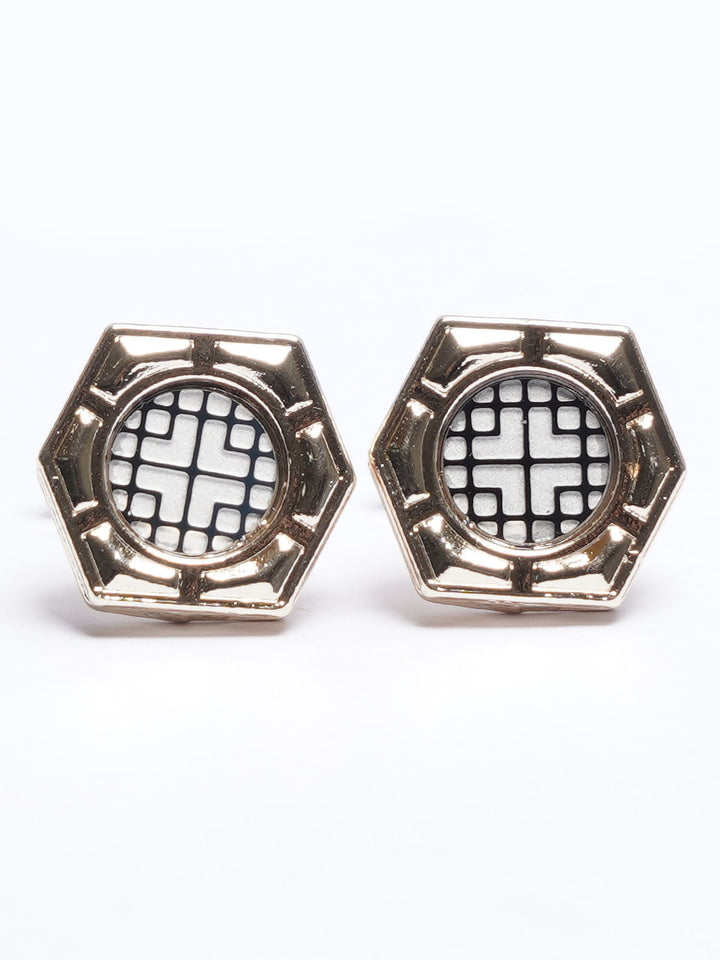 Golden Contrast Designer Cufflink (CUFFLINK-666)