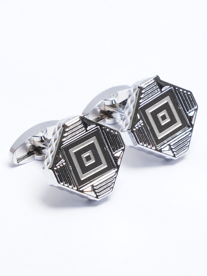 Silver Contrast Designer Cufflink (CUFFLINK-668)