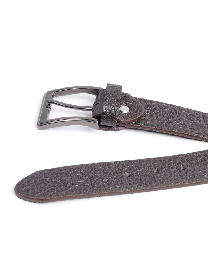 Sepia Brown Textured Leather Belt  (BELT-669)