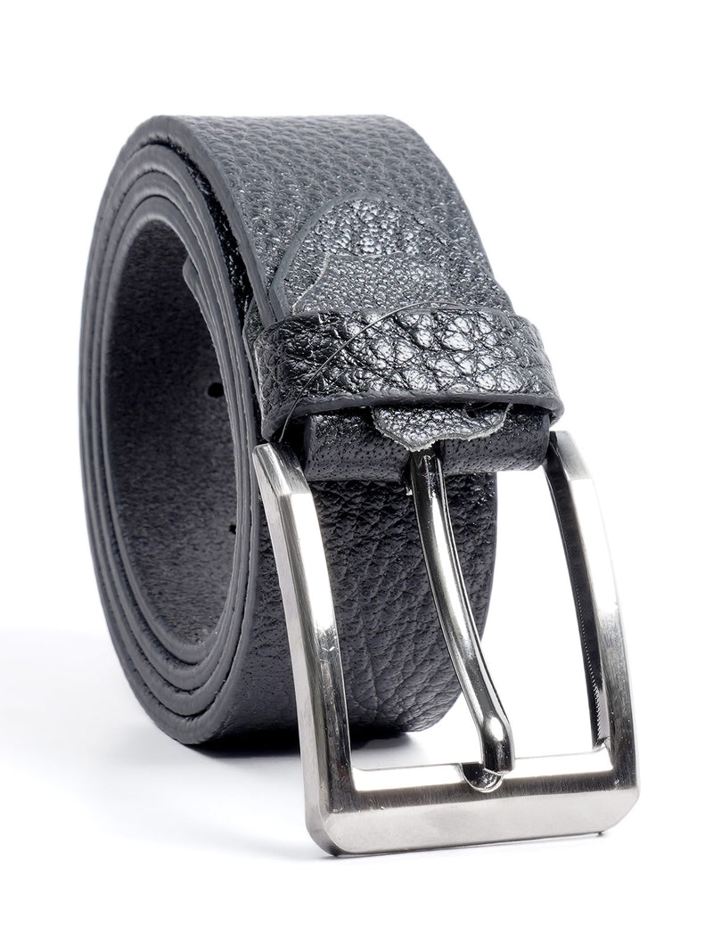 Black Textured Leather Belt  (BELT-670)